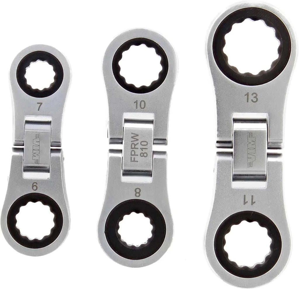 Jeu de clés à cliquet double, 3 pièces, 72 dents, métrique
