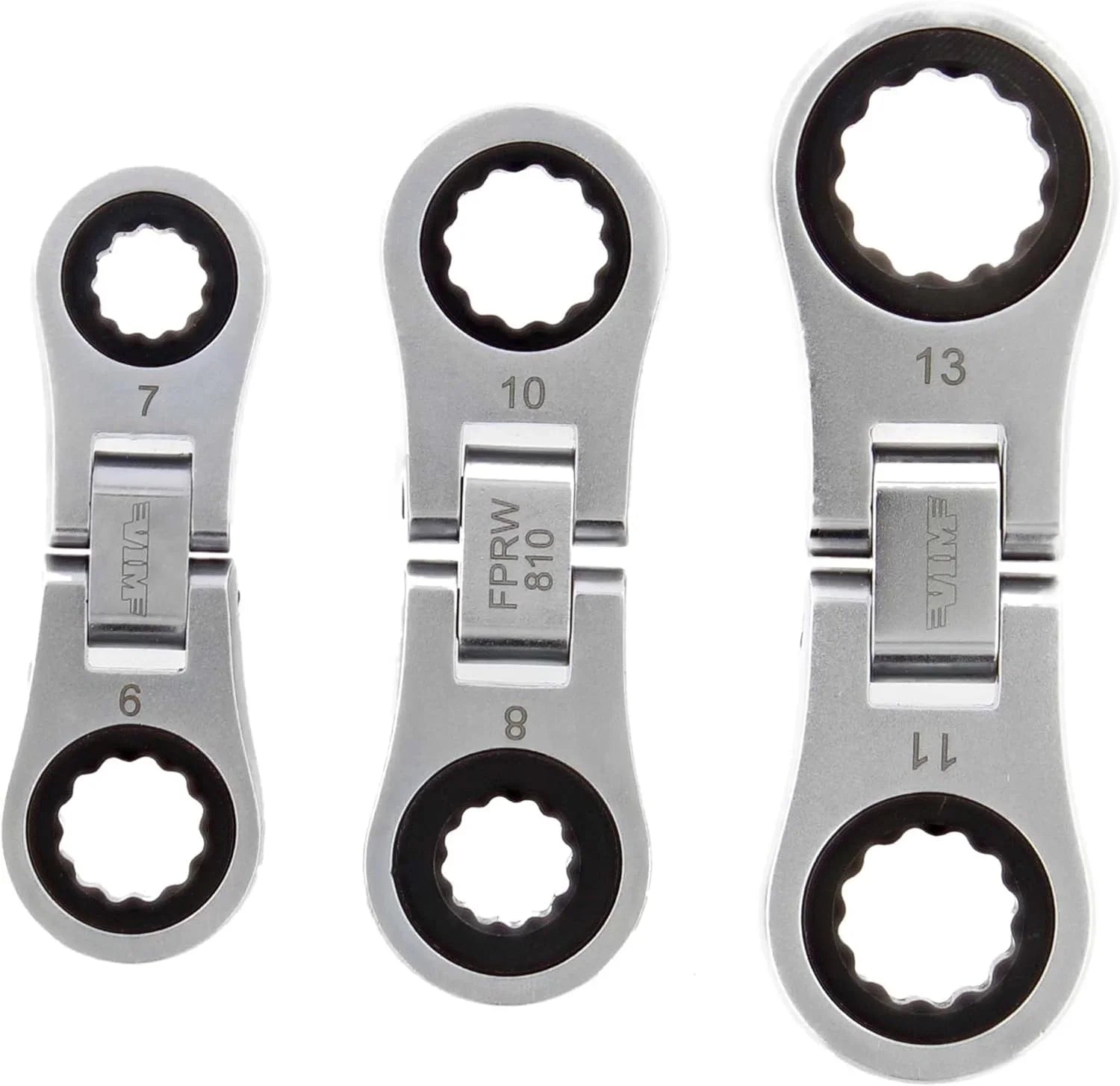 Jeu de clés à cliquet double, 3 pièces, 72 dents, métrique