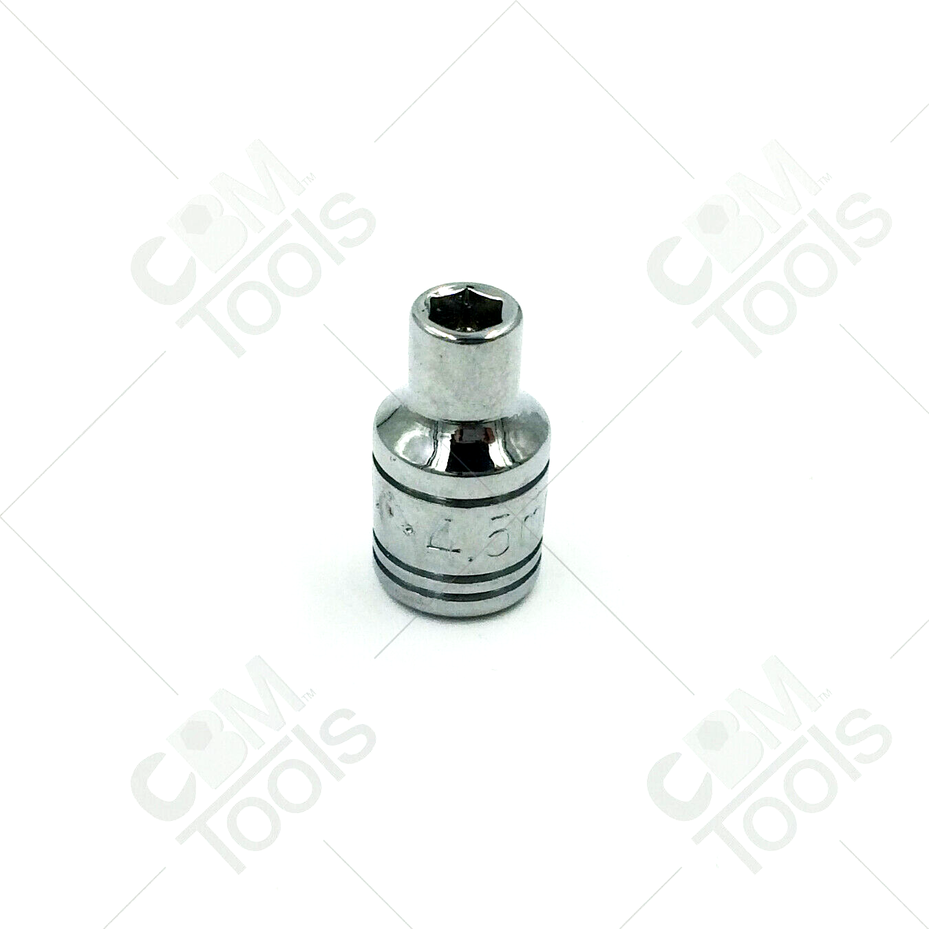 Douille standard chromée métrique à 6 pans, entraînement 1/4", 4,5 mm