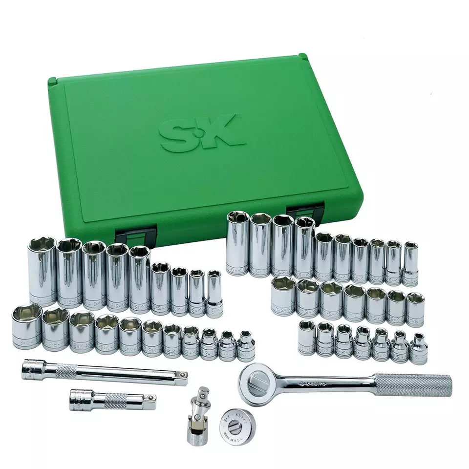 Jeu de douilles 6 pans standard et profondes métriques et SAE 3/8", 49 pièces